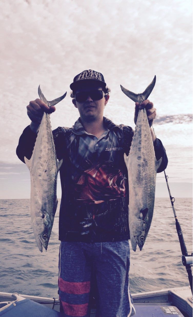 Mitch Beyer with the school mackerel he caught on the inshore reefs recently.