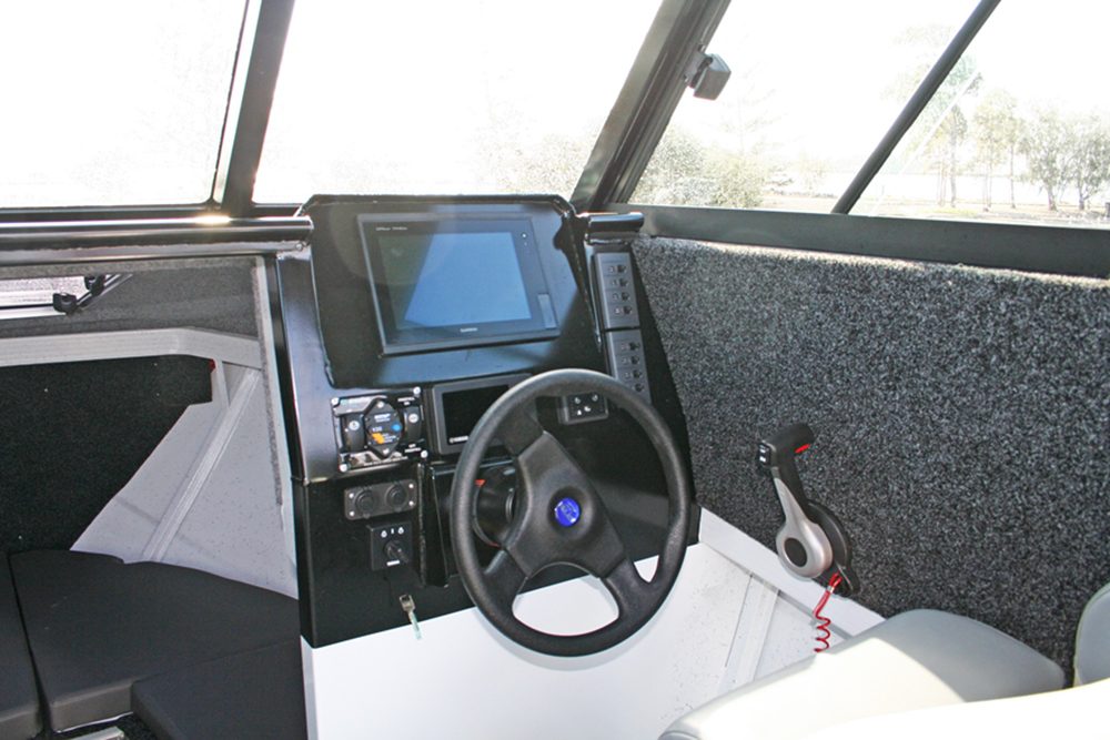 The helm is an accommodating place to be, with masses of space for electronics and a good driving position. Vision is excellent thanks to the expansive windscreen.