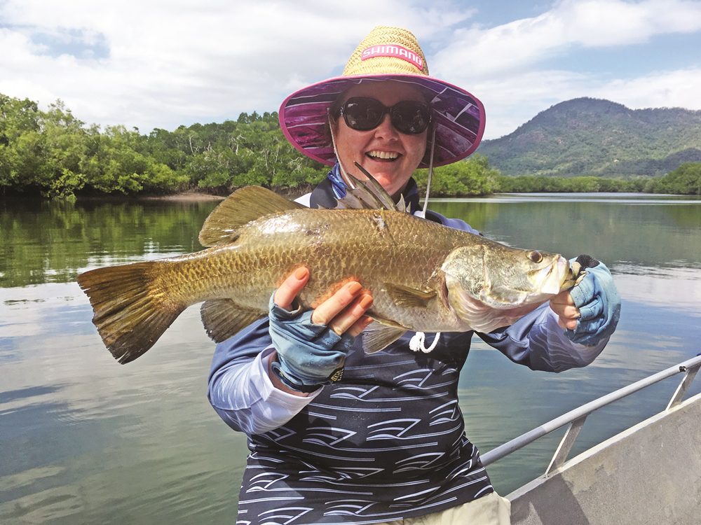 The author’s mother with her birthday barra.