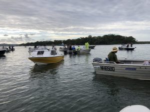 Plenty of boats cast netting fro prawns